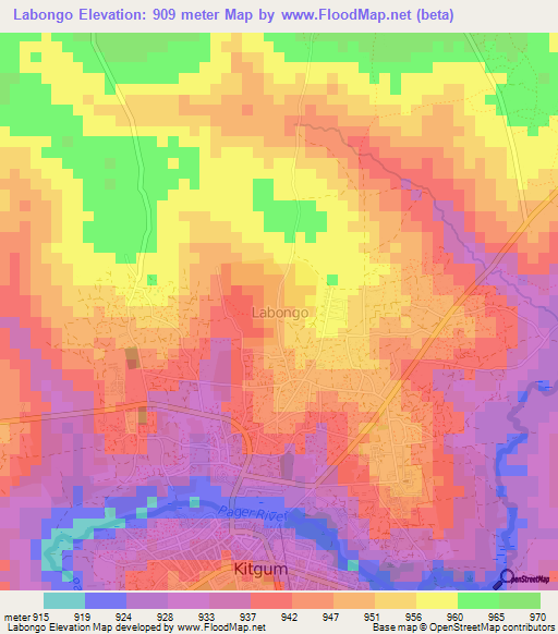 Labongo,Uganda Elevation Map