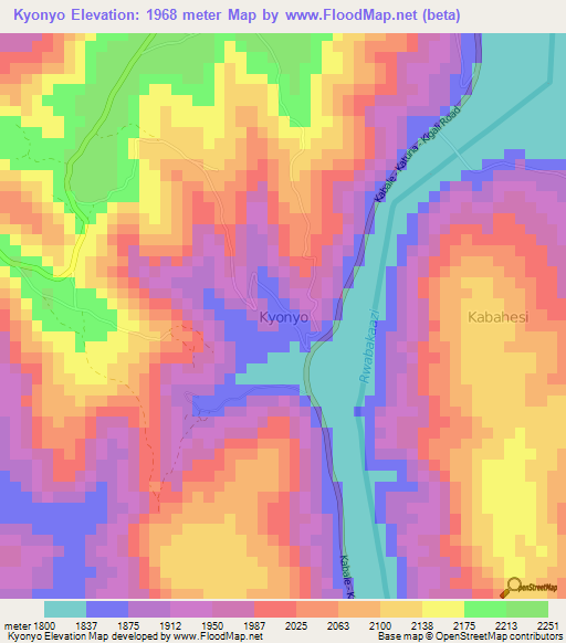 Kyonyo,Uganda Elevation Map