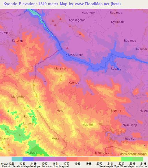 Kyondo,Uganda Elevation Map