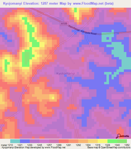 Kyojomanyi,Uganda Elevation Map