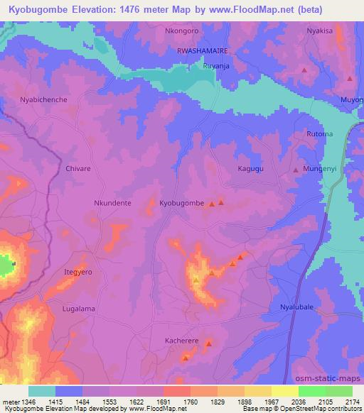 Kyobugombe,Uganda Elevation Map