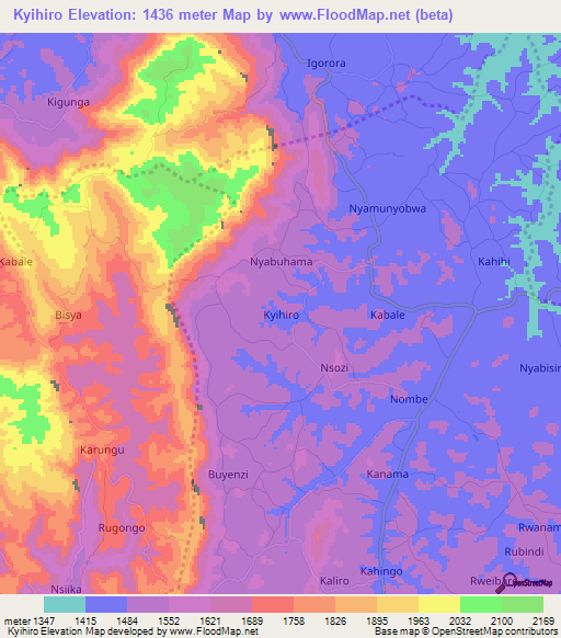 Kyihiro,Uganda Elevation Map