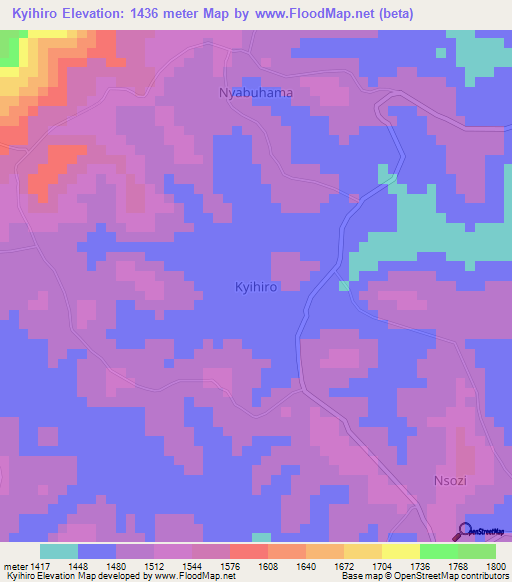 Kyihiro,Uganda Elevation Map