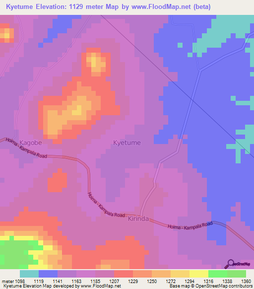 Kyetume,Uganda Elevation Map