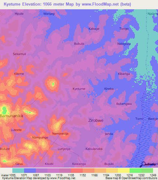 Kyetume,Uganda Elevation Map