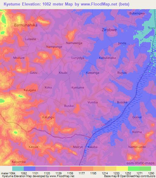 Kyetume,Uganda Elevation Map