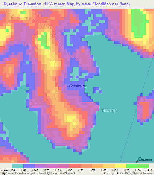 Kyesimira,Uganda Elevation Map