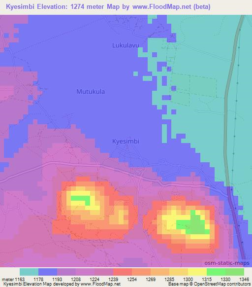 Kyesimbi,Uganda Elevation Map