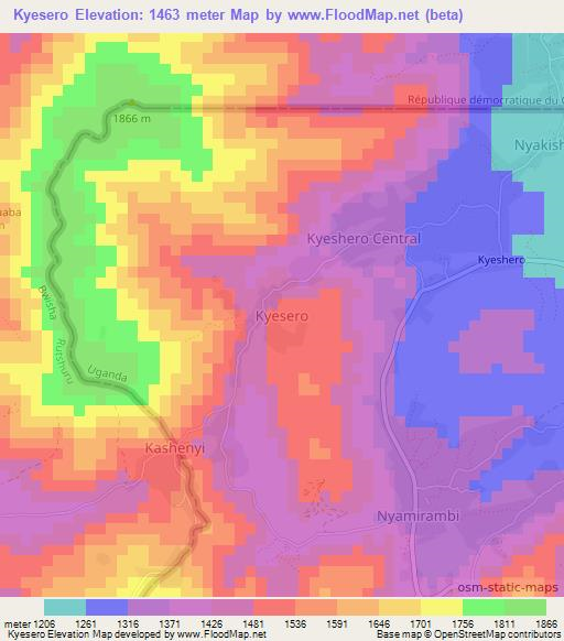 Kyesero,Uganda Elevation Map