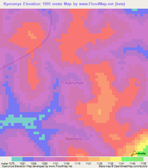 Kyerumye,Uganda Elevation Map