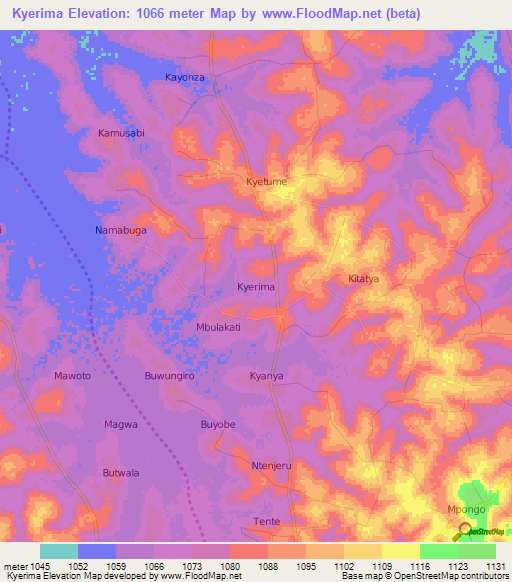 Kyerima,Uganda Elevation Map