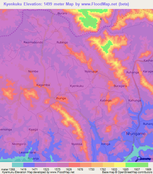 Kyenkuku,Uganda Elevation Map
