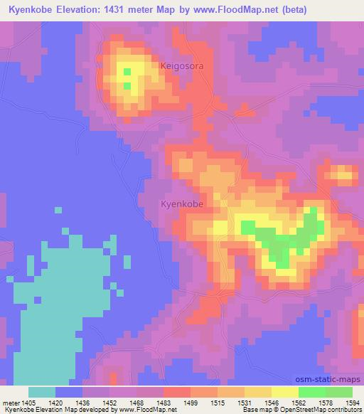 Kyenkobe,Uganda Elevation Map