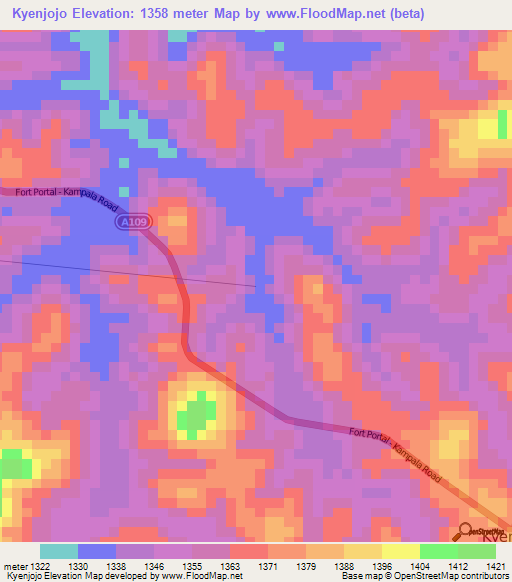 Kyenjojo,Uganda Elevation Map