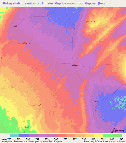 Kubayshah,Syria Elevation Map