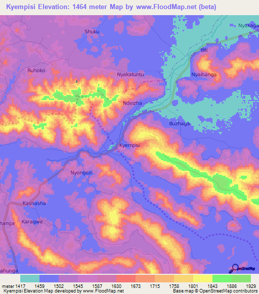 Kyempisi,Uganda Elevation Map