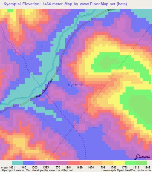 Kyempisi,Uganda Elevation Map