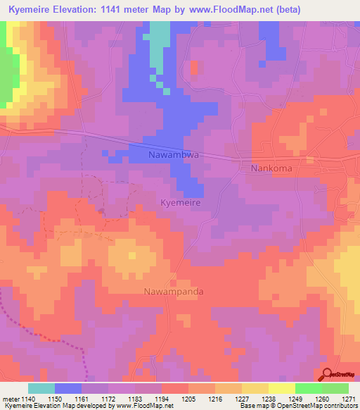 Kyemeire,Uganda Elevation Map