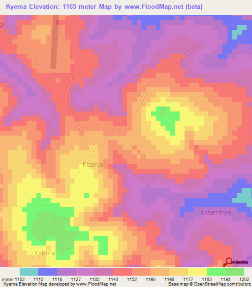 Kyema,Uganda Elevation Map