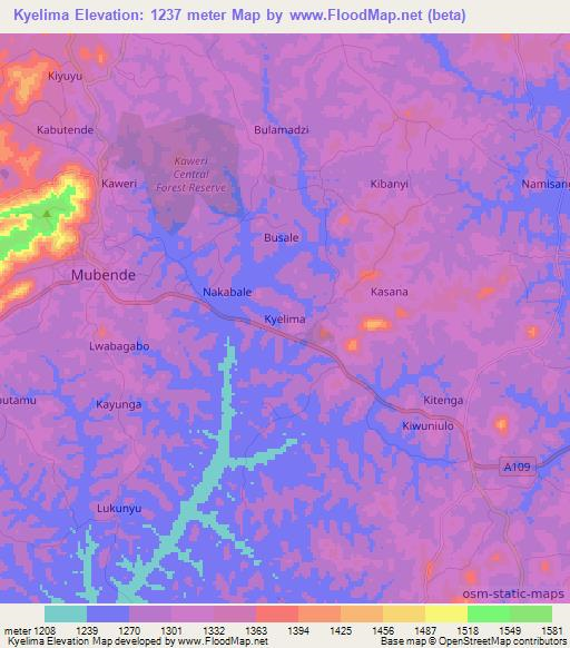 Kyelima,Uganda Elevation Map
