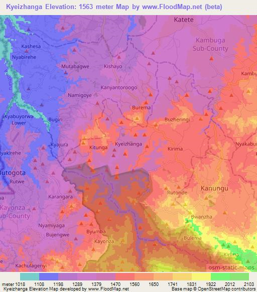 Kyeizhanga,Uganda Elevation Map