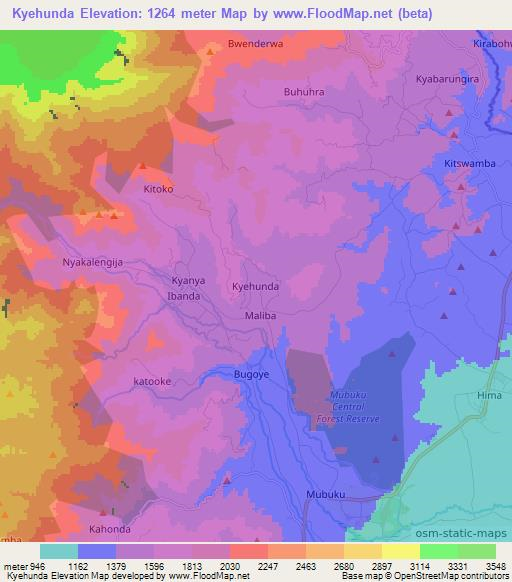 Kyehunda,Uganda Elevation Map