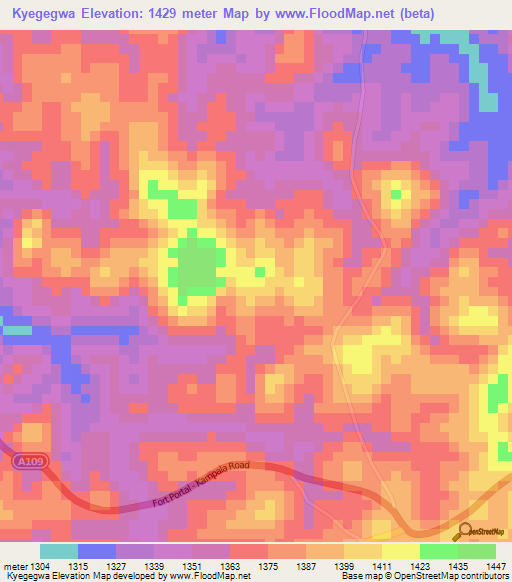 Kyegegwa,Uganda Elevation Map