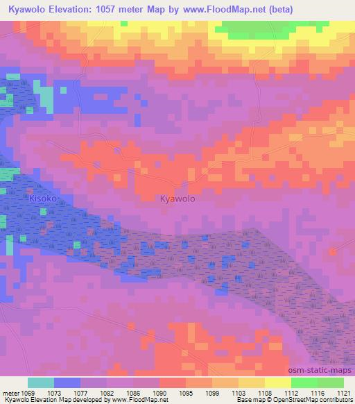 Kyawolo,Uganda Elevation Map