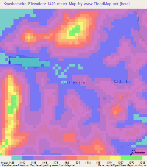Kyashemeire,Uganda Elevation Map
