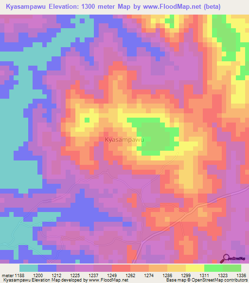 Kyasampawu,Uganda Elevation Map