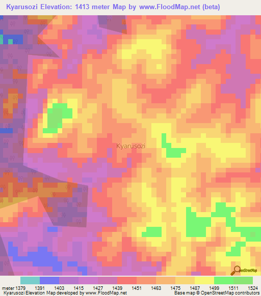 Kyarusozi,Uganda Elevation Map