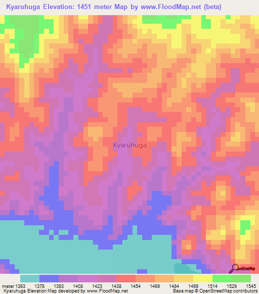 Kyaruhuga,Uganda Elevation Map