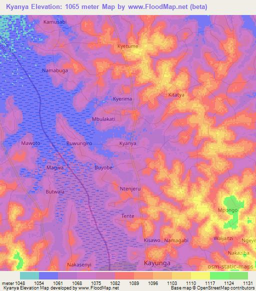 Kyanya,Uganda Elevation Map