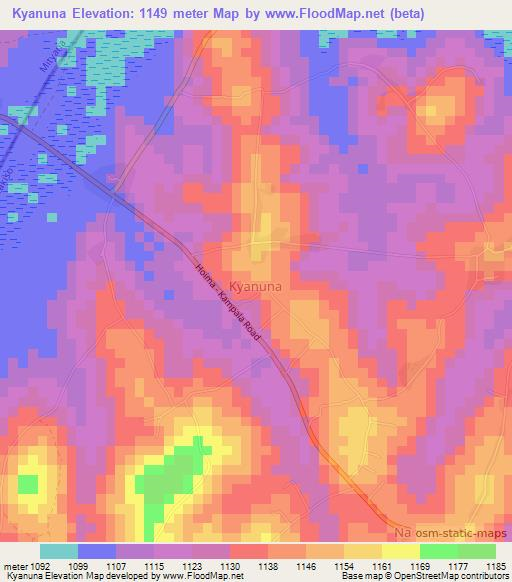 Kyanuna,Uganda Elevation Map