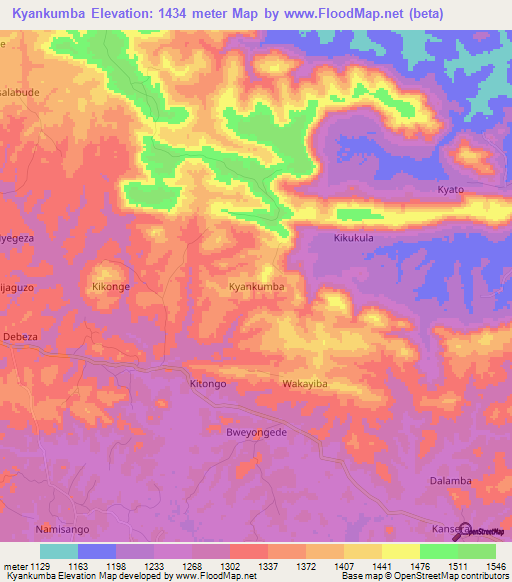 Kyankumba,Uganda Elevation Map