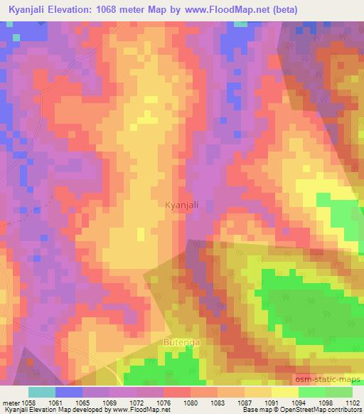 Kyanjali,Uganda Elevation Map