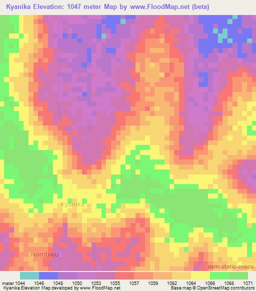 Kyanika,Uganda Elevation Map