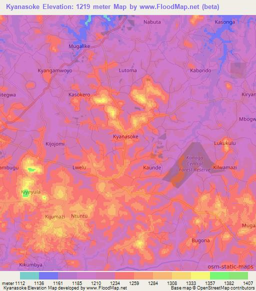 Kyanasoke,Uganda Elevation Map