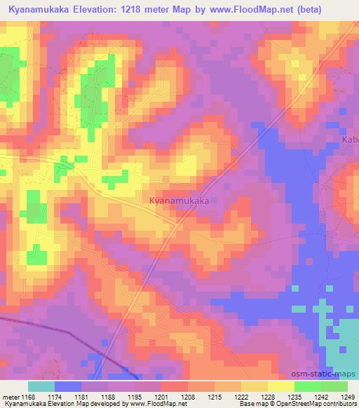 Kyanamukaka,Uganda Elevation Map