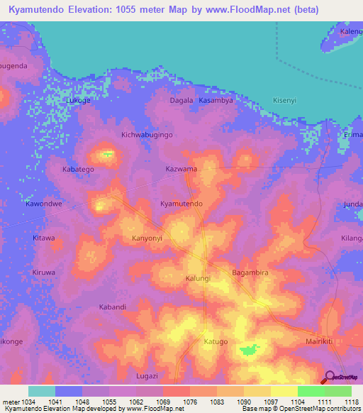 Kyamutendo,Uganda Elevation Map