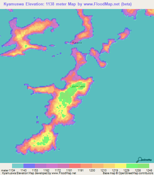Kyamuswa,Uganda Elevation Map
