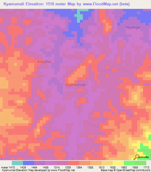 Kyamumali,Uganda Elevation Map