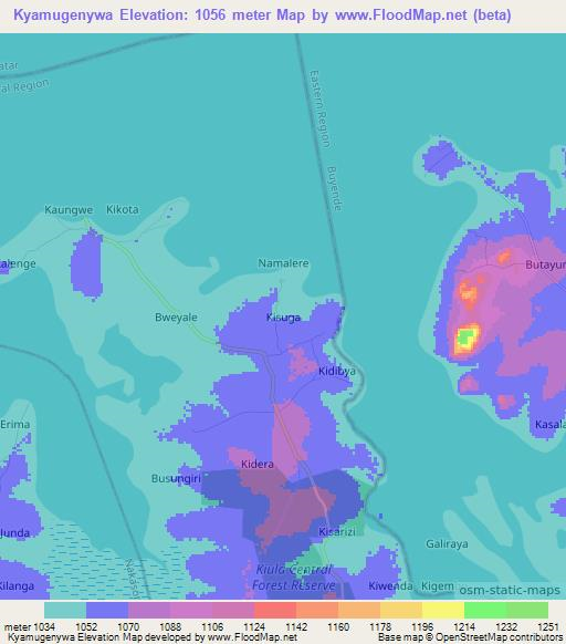 Kyamugenywa,Uganda Elevation Map