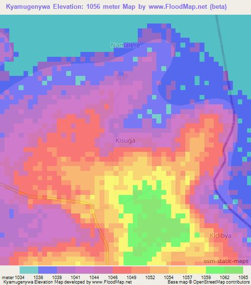 Kyamugenywa,Uganda Elevation Map