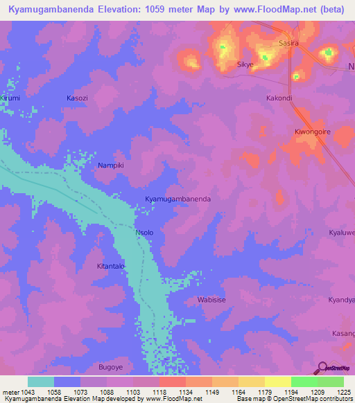 Kyamugambanenda,Uganda Elevation Map