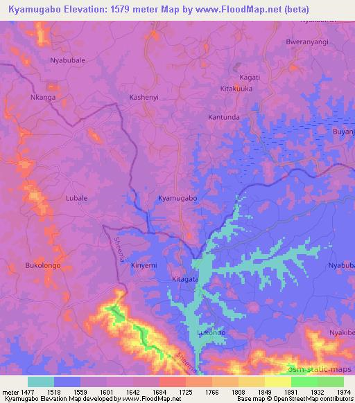 Kyamugabo,Uganda Elevation Map