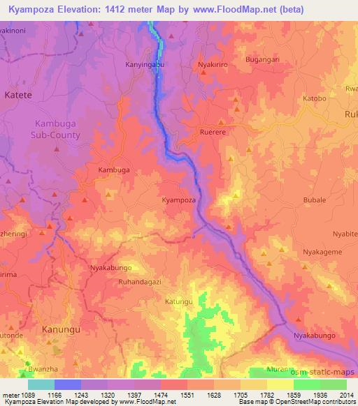 Kyampoza,Uganda Elevation Map