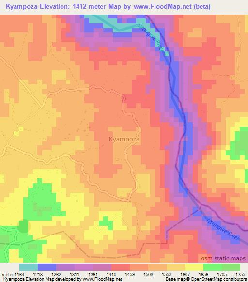 Kyampoza,Uganda Elevation Map