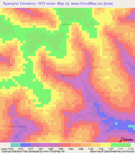Kyampisi,Uganda Elevation Map