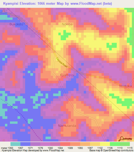 Kyampisi,Uganda Elevation Map